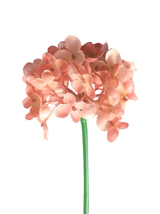 Искусственный цветок "Розовая гортензия" (искусственный шелк, полиэтилен). 26,5х11х11 см