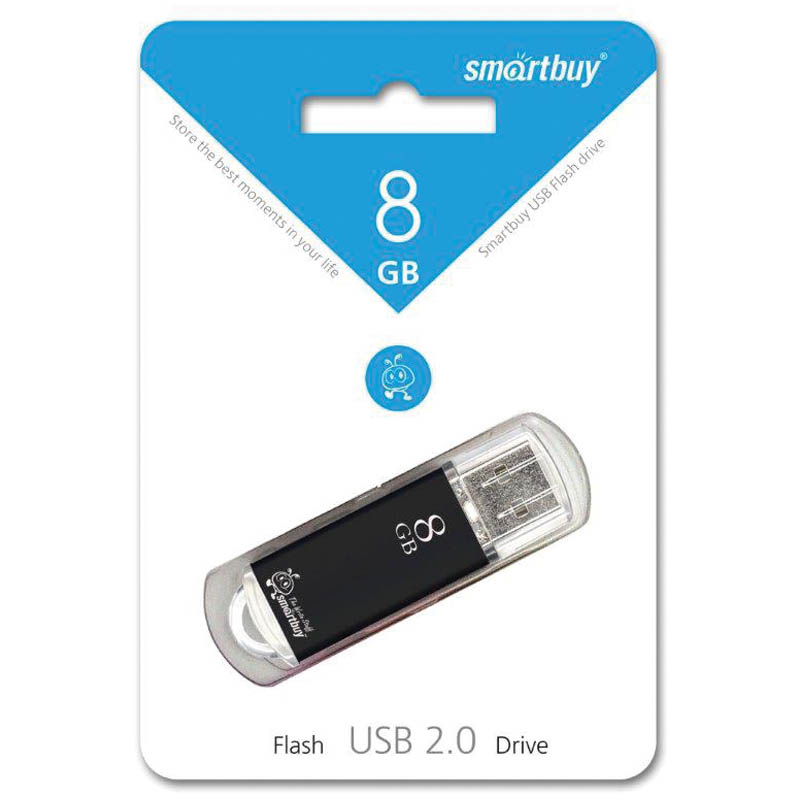 Флэш-драйв Smart Buy V-Cut,  8GB, черный (металлический корпус)