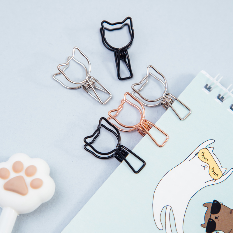 Зажим для бумаг 33 мм,  MESHU "Cute Cats", 6 шт