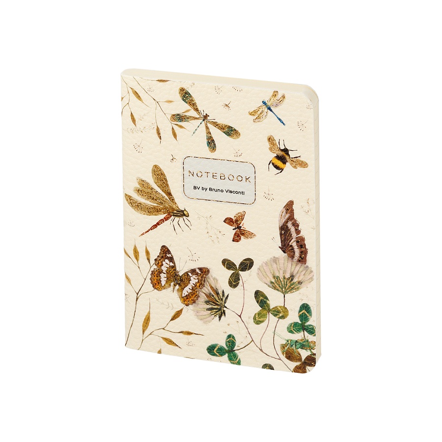 Книжка записная А5 60 л "FAUNA.БАБОЧКИ.СТРЕКОЗЫ", обложка кожзам