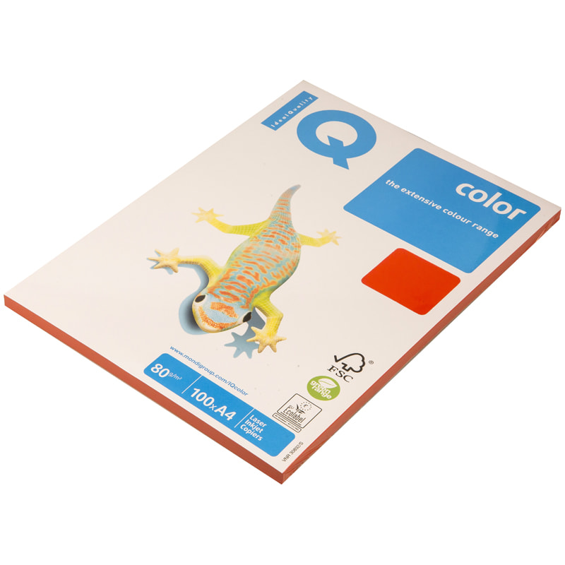 Бумага "IQ Color INTENSIVE" А4,  80 г/м, 100 л., кораллово-красный