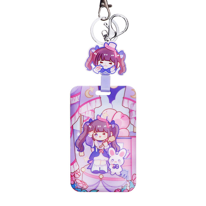 Бейдж-карман вертикальный,"Аниме"110 х 68 мм, рулетка-карабин