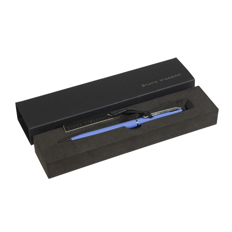 Ручка шариковая Bruno Visconti "PALERMO" 0,7 мм синяя, фиолетовый корпус, футляр черный