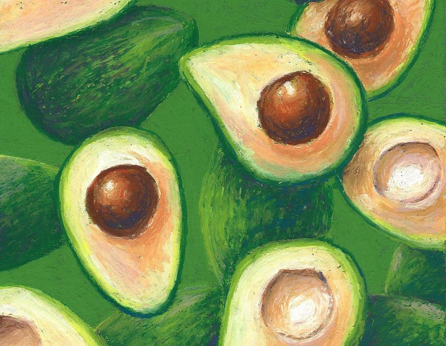 Картина по номерам " Яркие зеленые авокадо" 17х22 см (13 цв)
