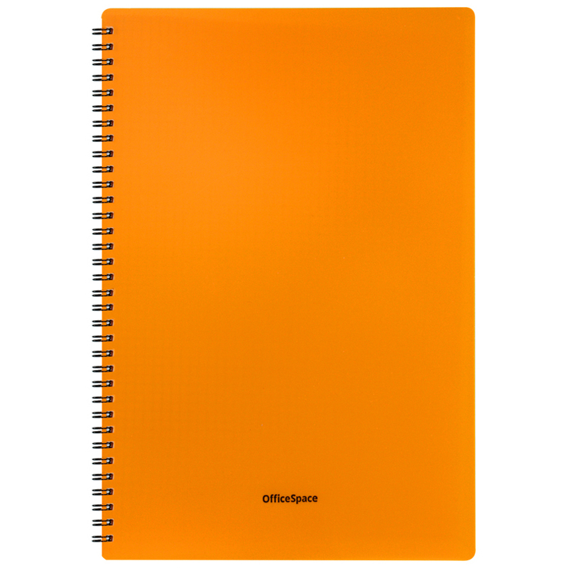 Тетрадь А4  48 л гребень Neon, оранжевая пластиковая обложка