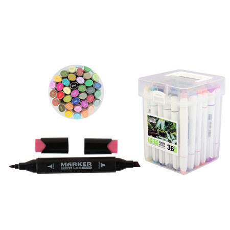 Набор маркеров для скетчинга BAOKE, 36 цветов, 1-5 мм, двусторонние