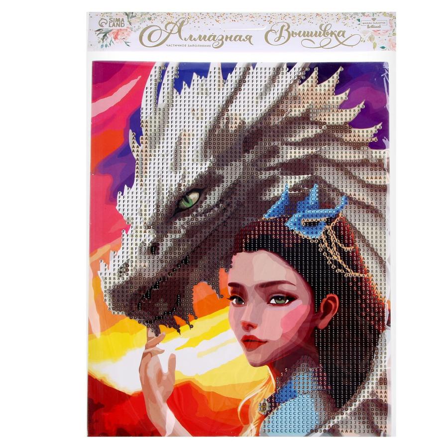 Алмазная мозаика для детей "Девушка с драконом" 20*25 см 