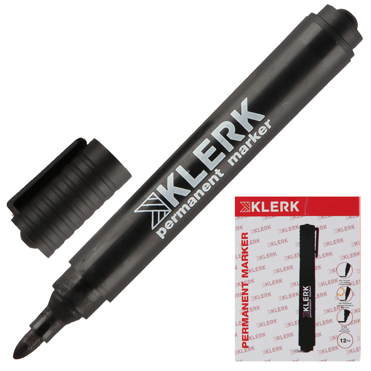 Маркер перманентный KLERK, пулевидный, 1,5-2 мм, черный
