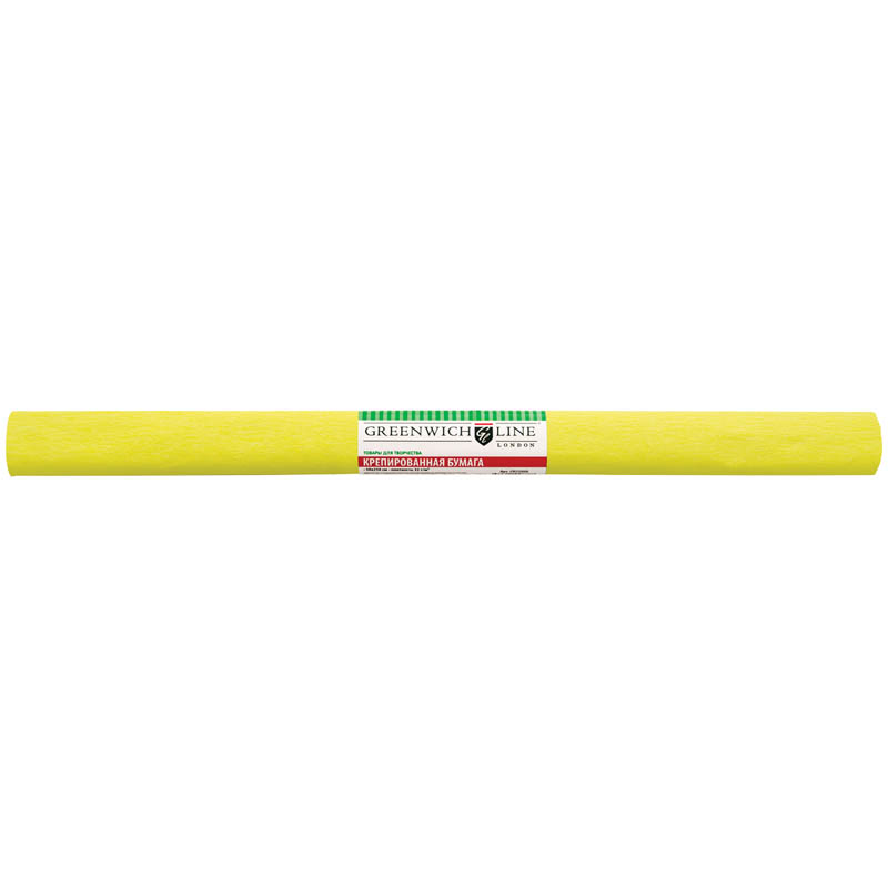 Цветная бумага креповая Greenwich Line, 50х250см, 32г/м2, лимонная