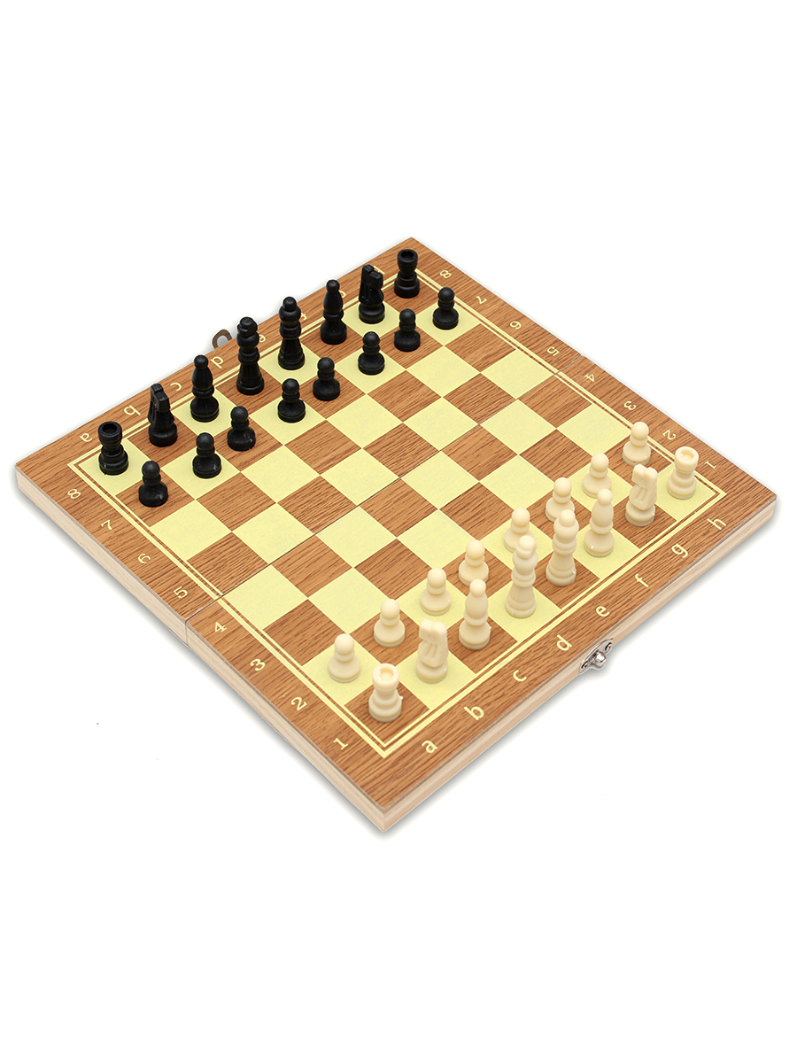 Игра настольная "Шахматы деревянные" (поле 34 см) фигуры из пластика