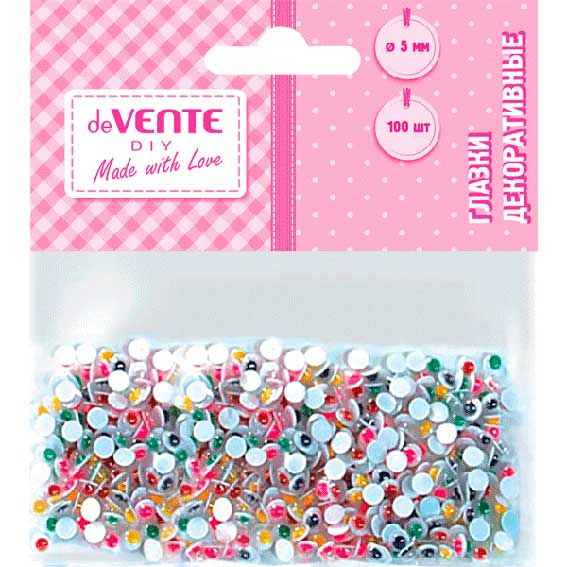 Глазки декоративные d-5мм, 100шт, ассорти