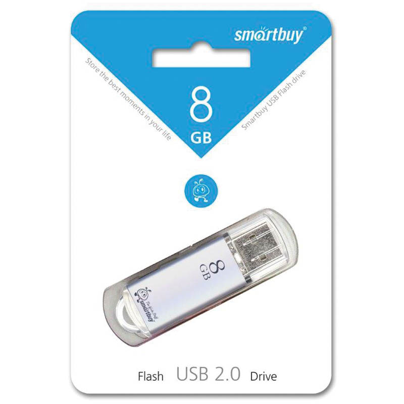 Флэш-драйв Smart Buy V-Cut,  8GB, серебристый (металлический корпус)