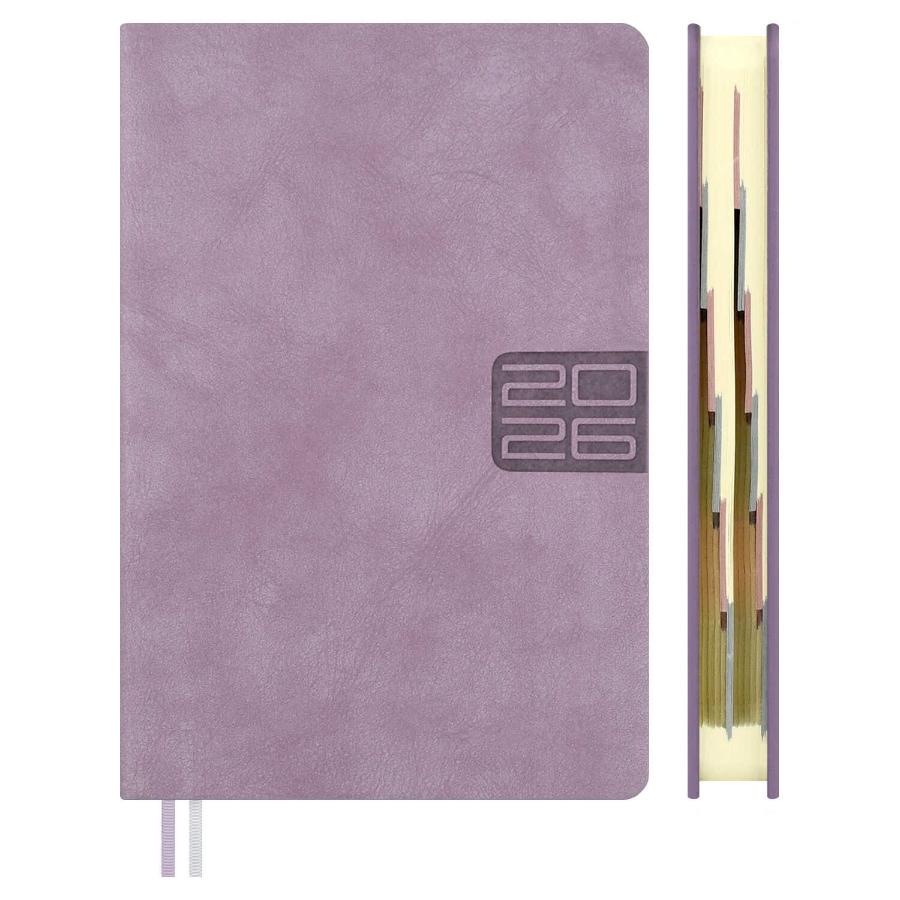 Ежедневник А6+ 176 л  2026, ESCALADA, Тиволи Глосс сиреневый, кожзам