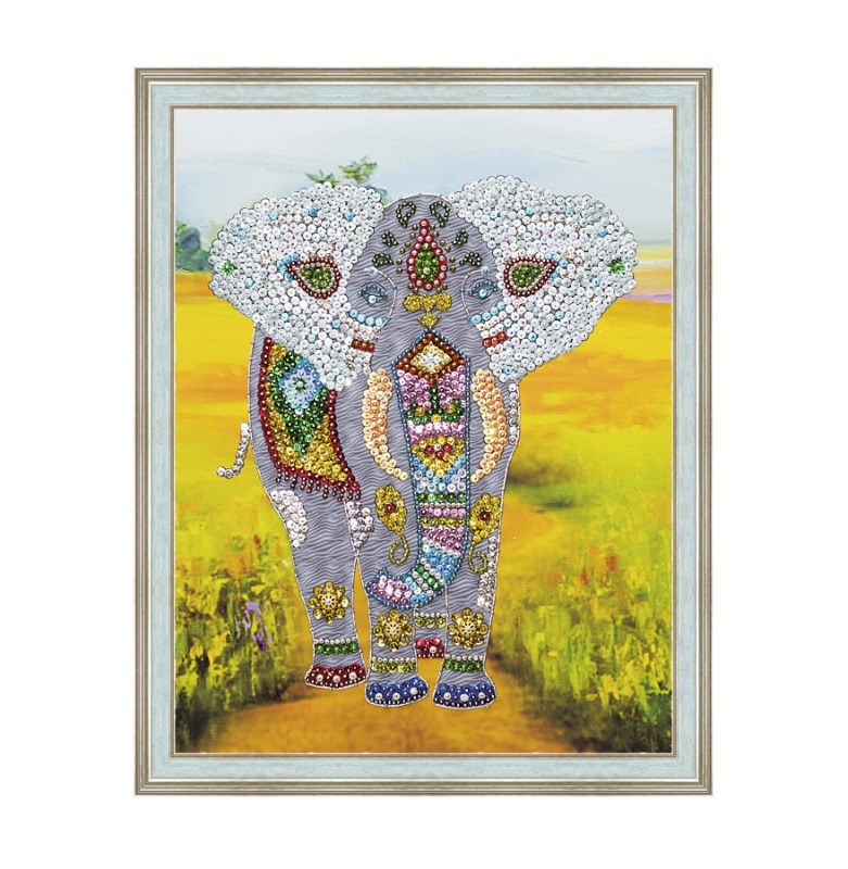 Мозаика из пайеток на холсте "Слон" 30х40 см