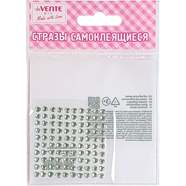 Стразы самоклеящиеся  Heart, 4 мм, 100шт, белые