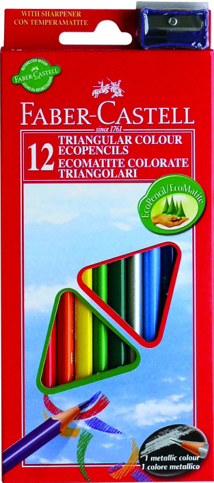 Карандаши 12 цветов Faber-Castell "Ecopen" трехгранный + точилка  