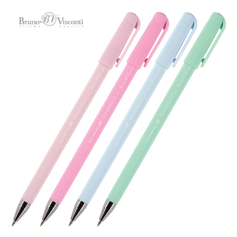 Ручка шариковая Bruno Visconti SlimWrite "Zefir"  0,5 мм, синяя, пастель ассорти