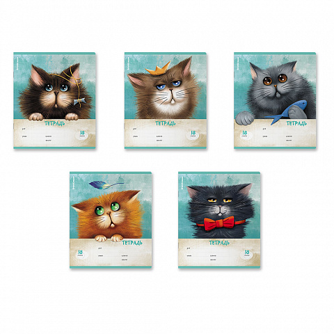 Тетрадь 18 л линия Funny Cats. асс