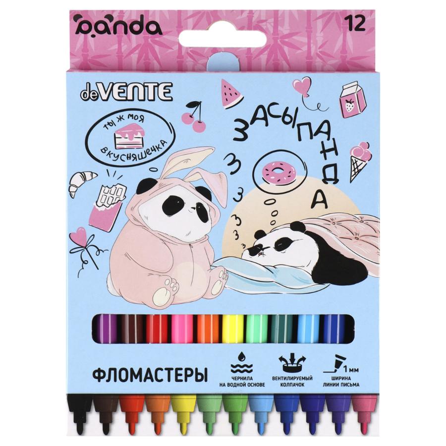 Фломастеры 12 цветов "deVENTE. Panda", картонная коробка