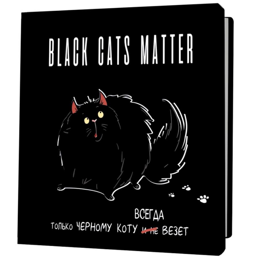 Блокнот "BLACK CATS MATTER Только черному коту всегда везет" (толстый кот) 