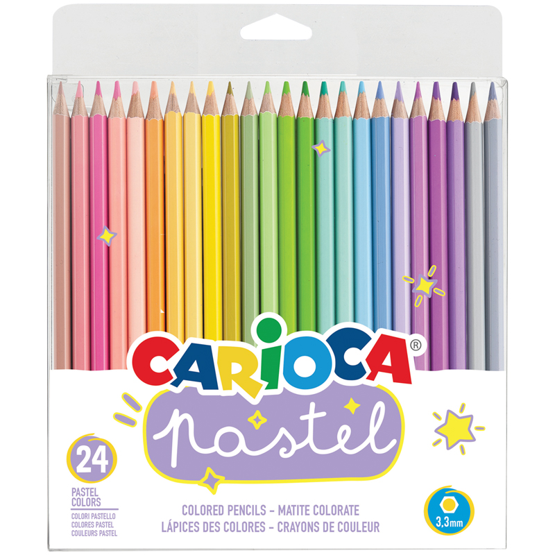 Карандаши 24 цвета Carioca "Pastel", ПВХ, европодвес