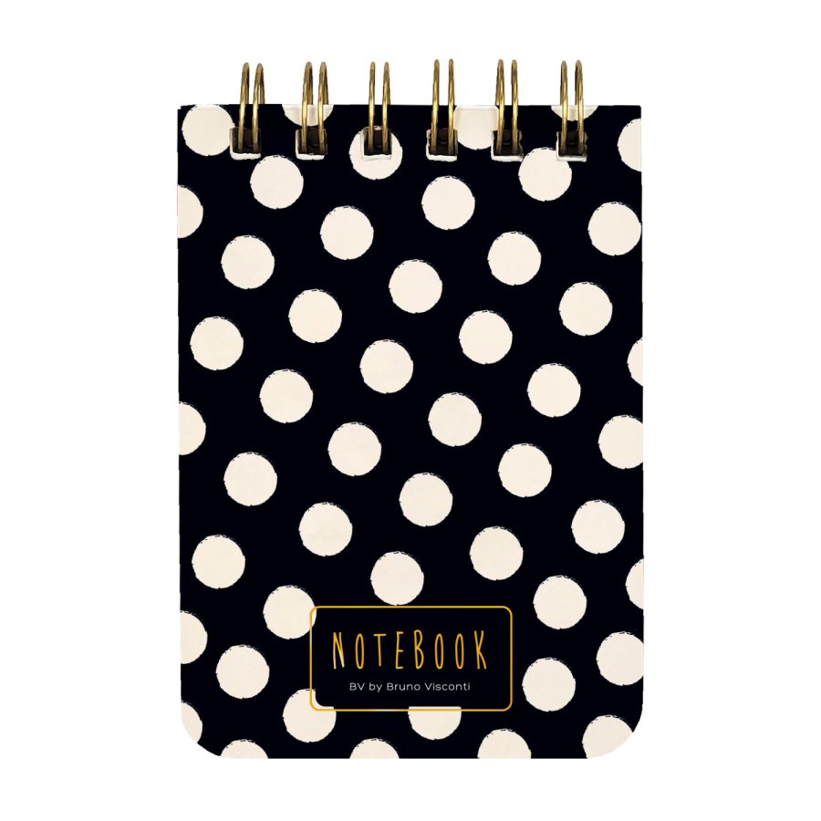 Блокнот А7 100 л гребень, CUTE JOURNAL "BLACK&WHITE.ГОРОШЕК",линия