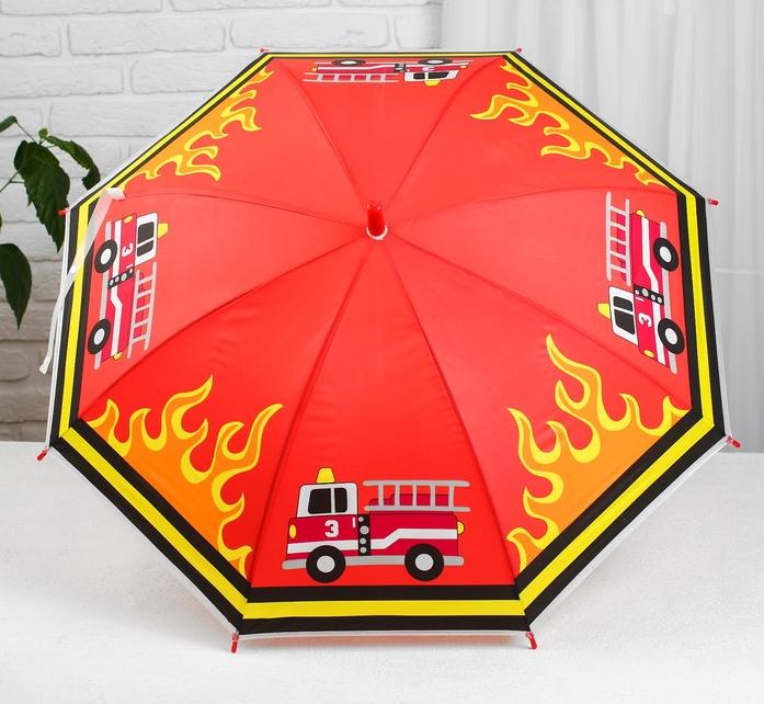 Зонт-трость "Пожарная машина", d = 50 см, оранжевый