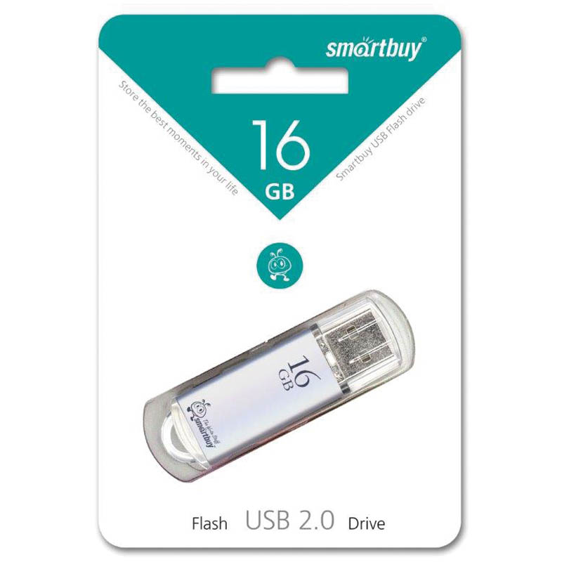 Флэш-драйв Smart Buy V-Cut, 16GB, серебристый (металлический корпус)