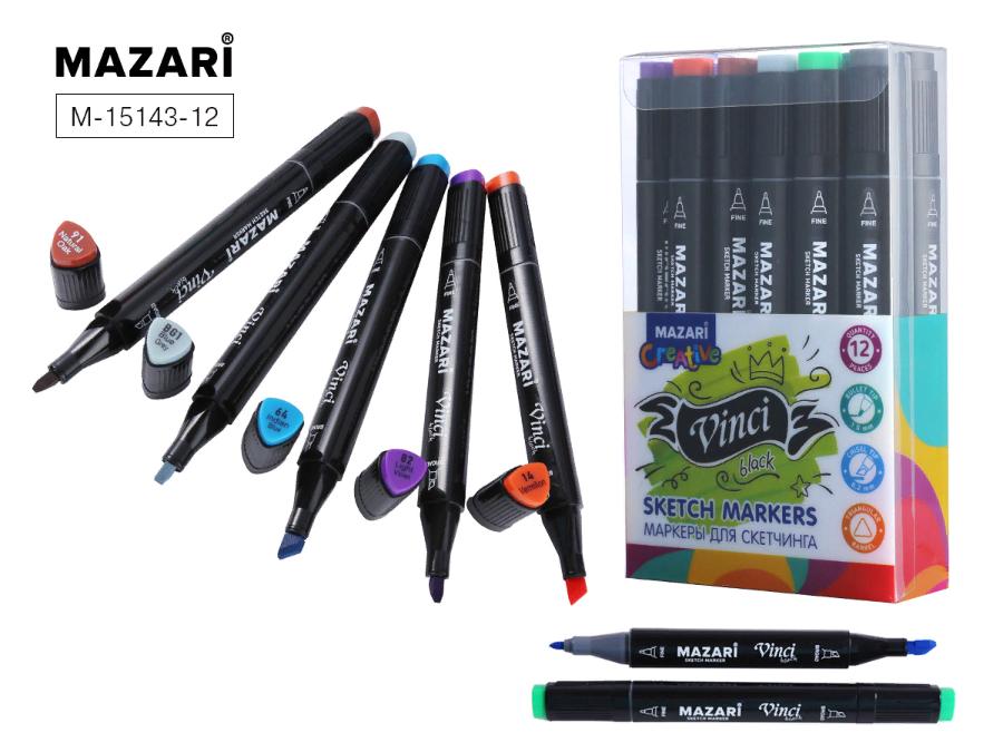 Набор маркеров для скетчинга VINCI, 12 цветов, Main colors, 1-6,2 мм, двусторонние