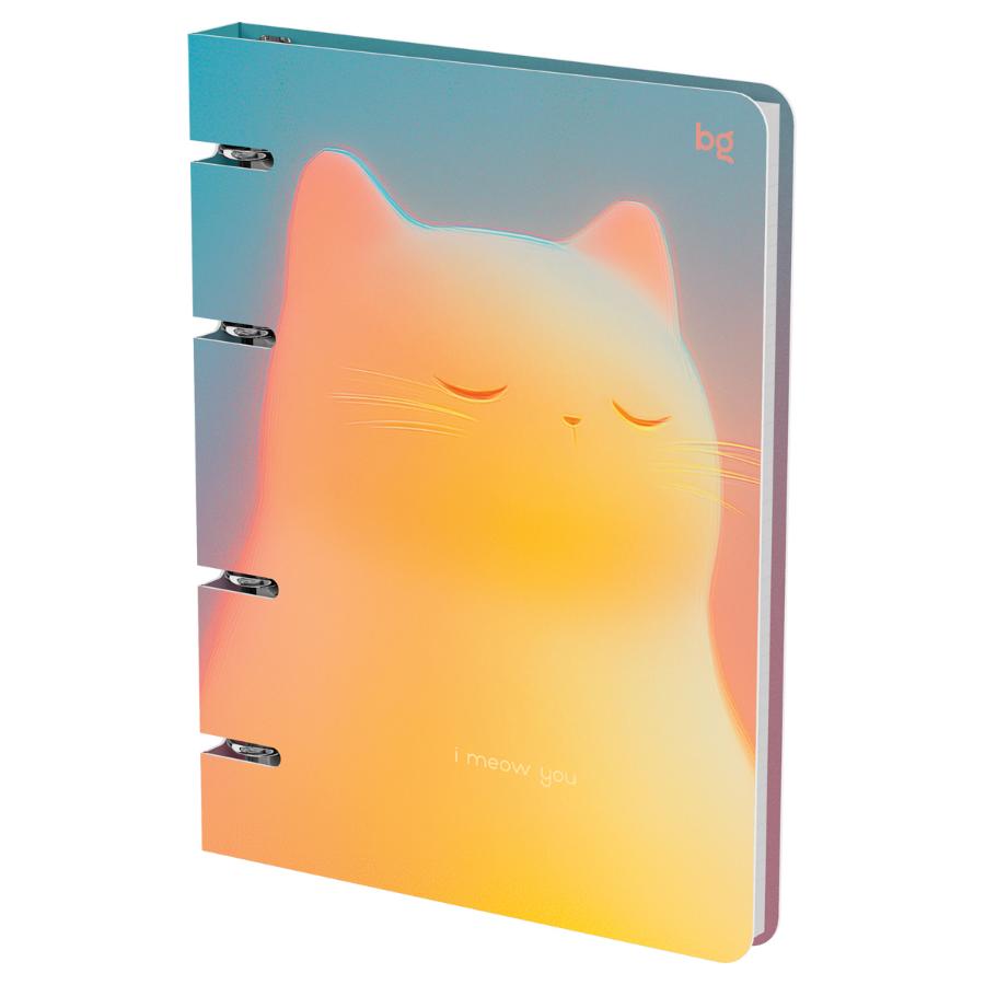 Тетрадь на кольцах 120 л. Meow. soft-touch,