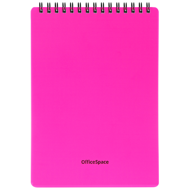 Блокнот А5 60 л гребень, Neon, розовая пластиковая обложка