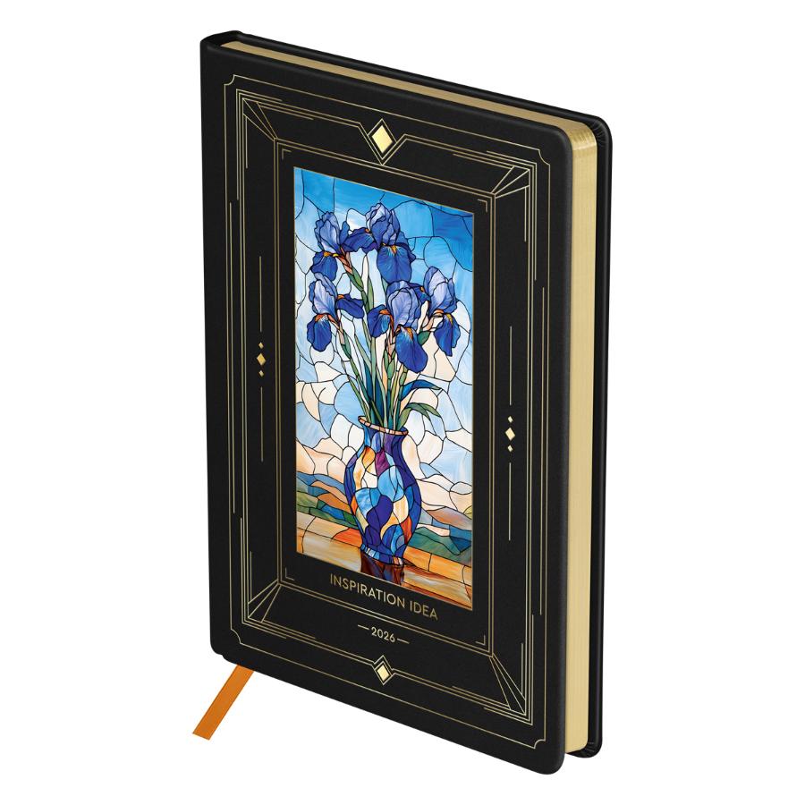 Ежедневник А5 176 л. 2026г, Greenwich Line "Art Deco. Irises" кожзам, золотой срез