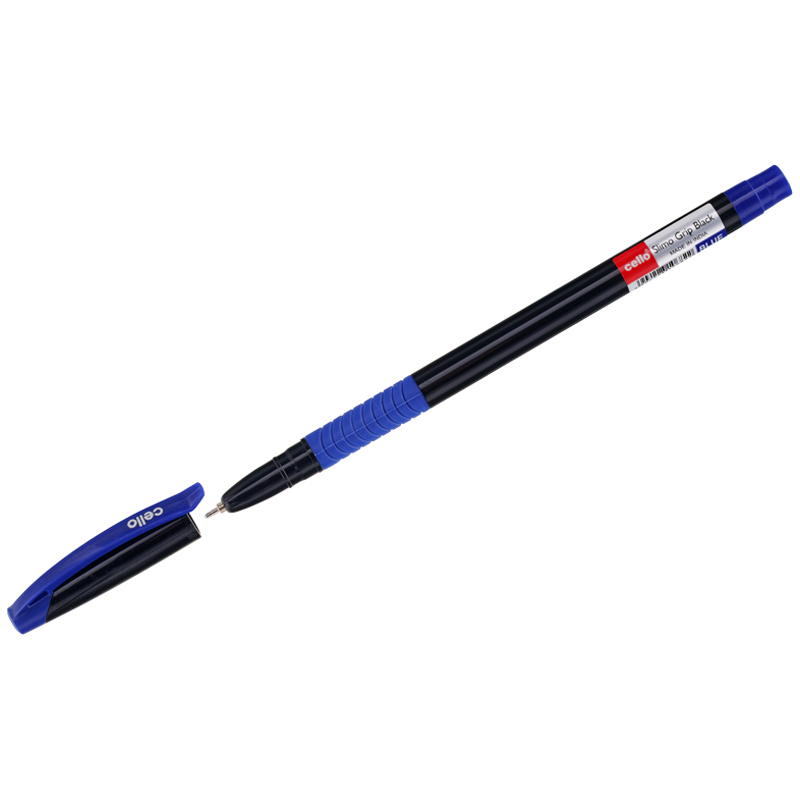 Ручка шариковая Cello "Slimo Grip black body" 0,7 мм, грип, синяя 