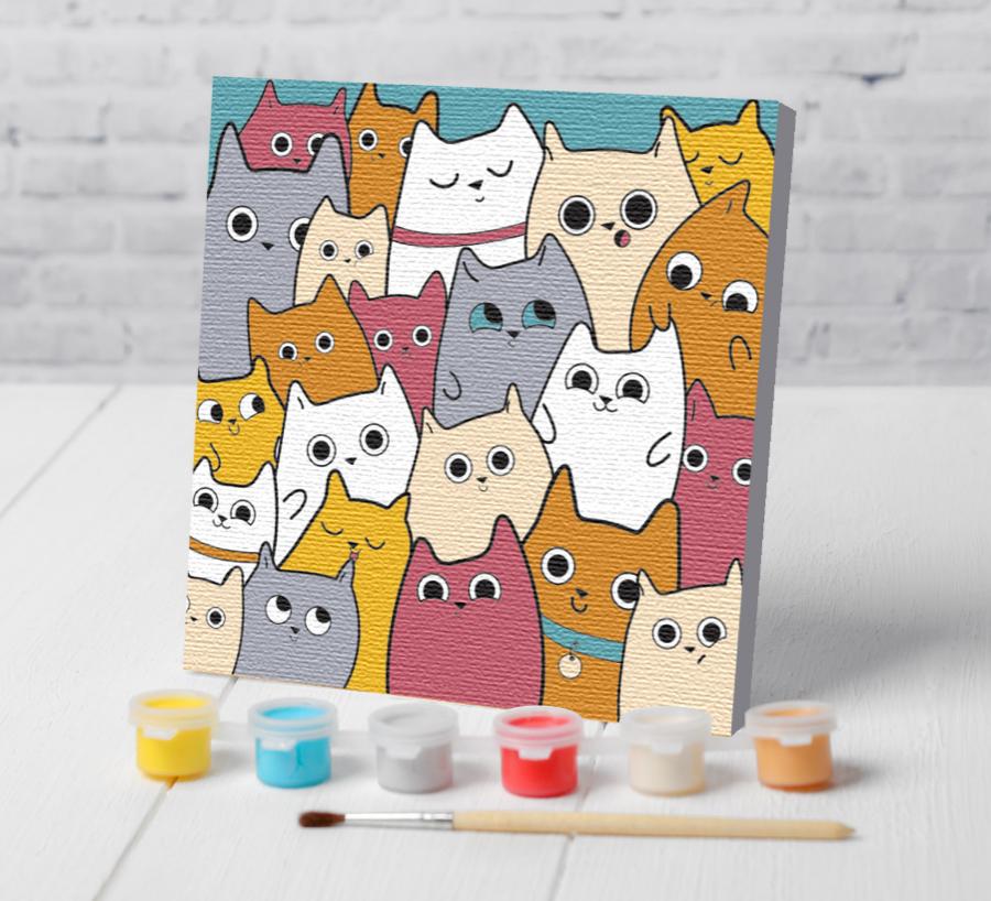 Картина по номерам "Милые котята", 15×15 см
