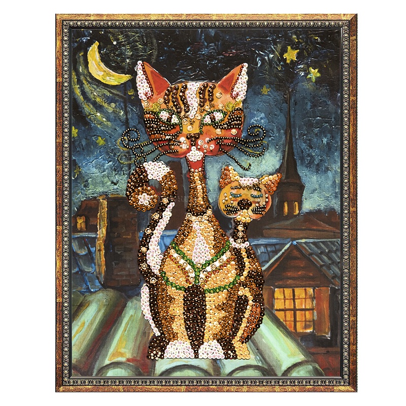 Мозаика из пайеток на холсте "Коты" 30х40 см