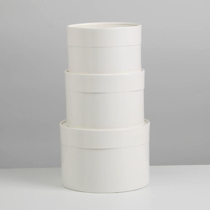 Подарочная коробка белая (3шт), 13х8,5 см, круглая