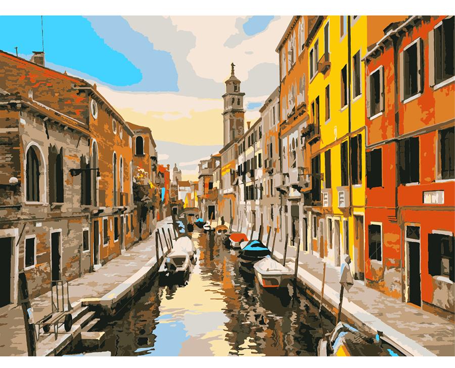 Картина по номерам на картоне А3 "Пейзаж Венеции"