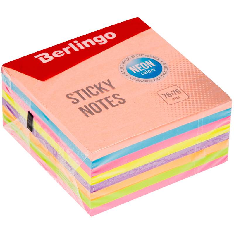 Бумага с липким слоем Berlingo 76х76 мм 400л, 8 неоновых цветов