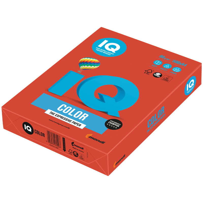 Бумага "IQ Color INTENSIVE" А4,  80 г/м, 500 л., кораллово-красная