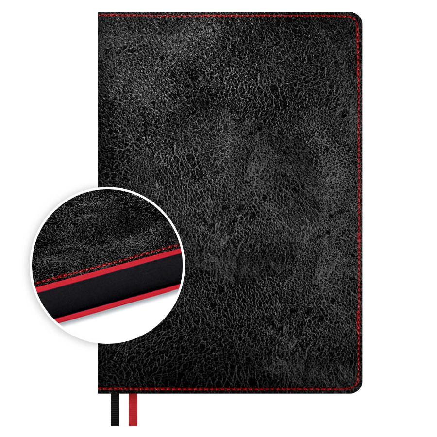 Ежедневник А5 192 л  2026, ESCALADA, Тиволи делавэ черный/красный (полудатир)