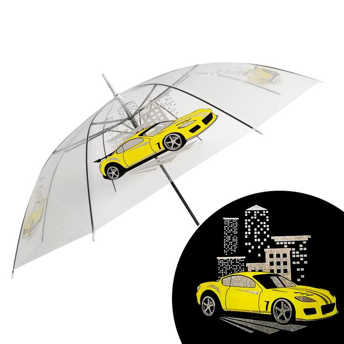 Зонт детский полуавтоматический "Жёлтая машина" прозрачный d=90см