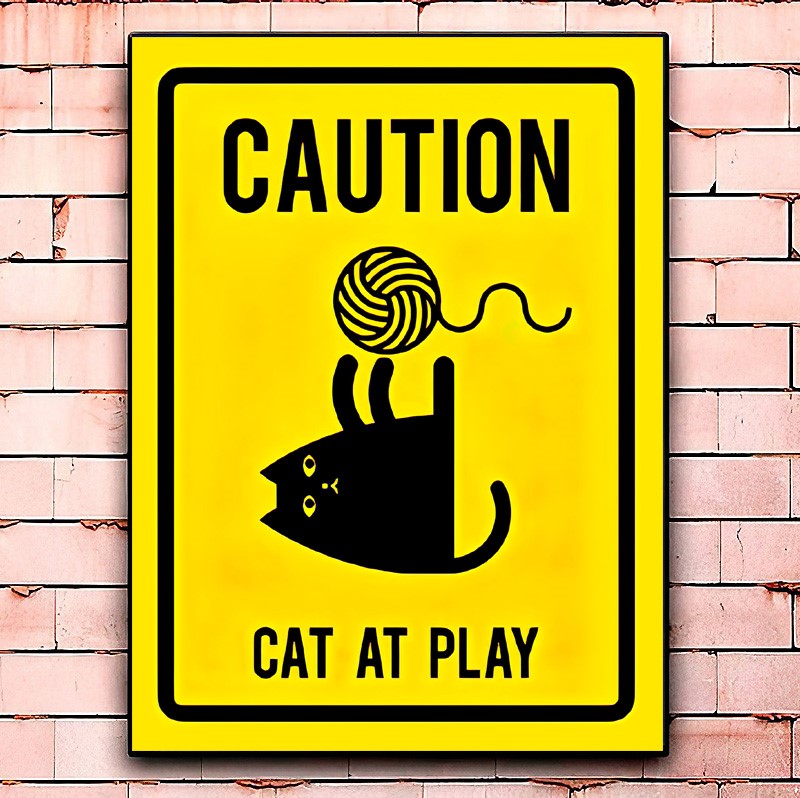 Постер «Caution! Cat at play» большой