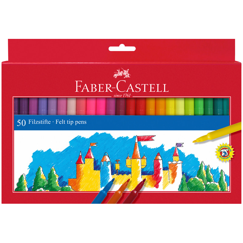 Фломастеры 50 цветов Faber Castell смываемые