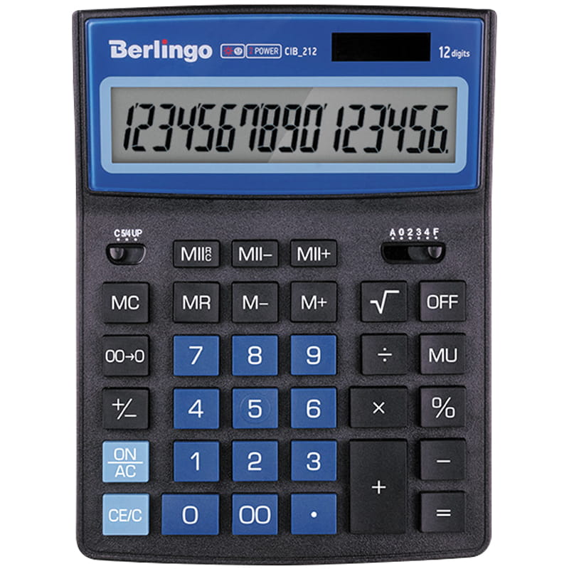 Калькулятор "Berlingo" City Style 12 разрядный, настольный, черный/синий