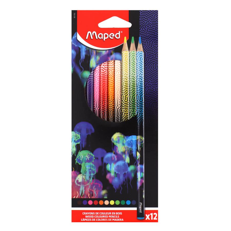 Карандаши 12 цветов Maped "Deepsea Paradise", трехгранные, дерево