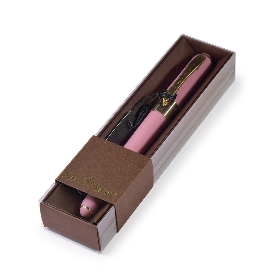 Ручка шариковая Bruno Visconti "MONACO" 0,5 мм синяя, розовый корпус, коричневая коробка