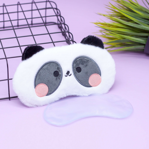 Маска для сна гелевая "Baby panda", белая