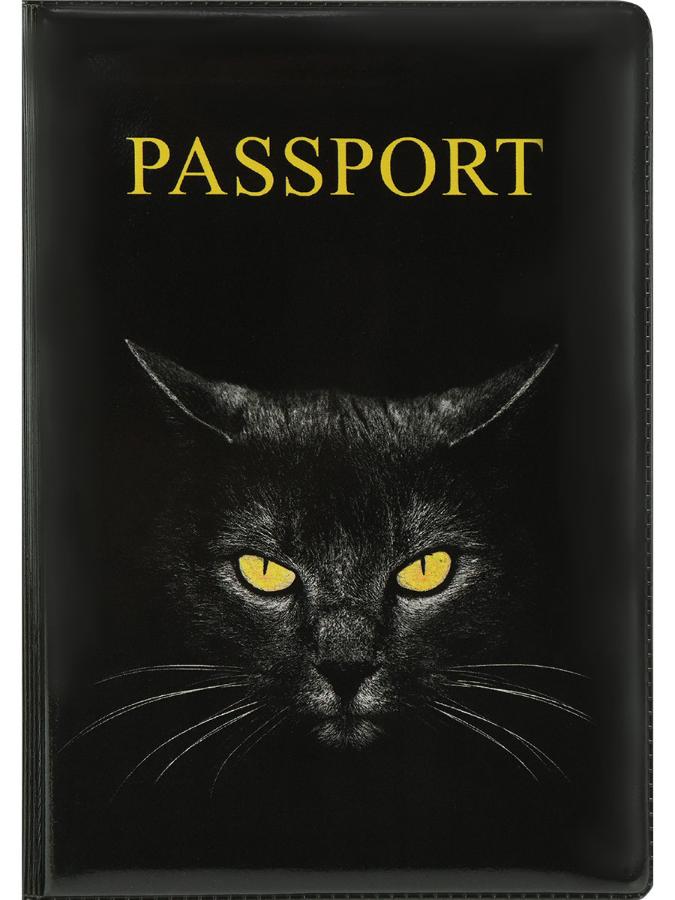 Обложка для паспорта "Черная кошка" ПВХ