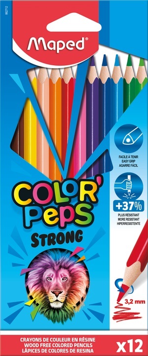 Карандаши 12 цветов Maped "Color peps Strong", пластиковые, повышенной прочности