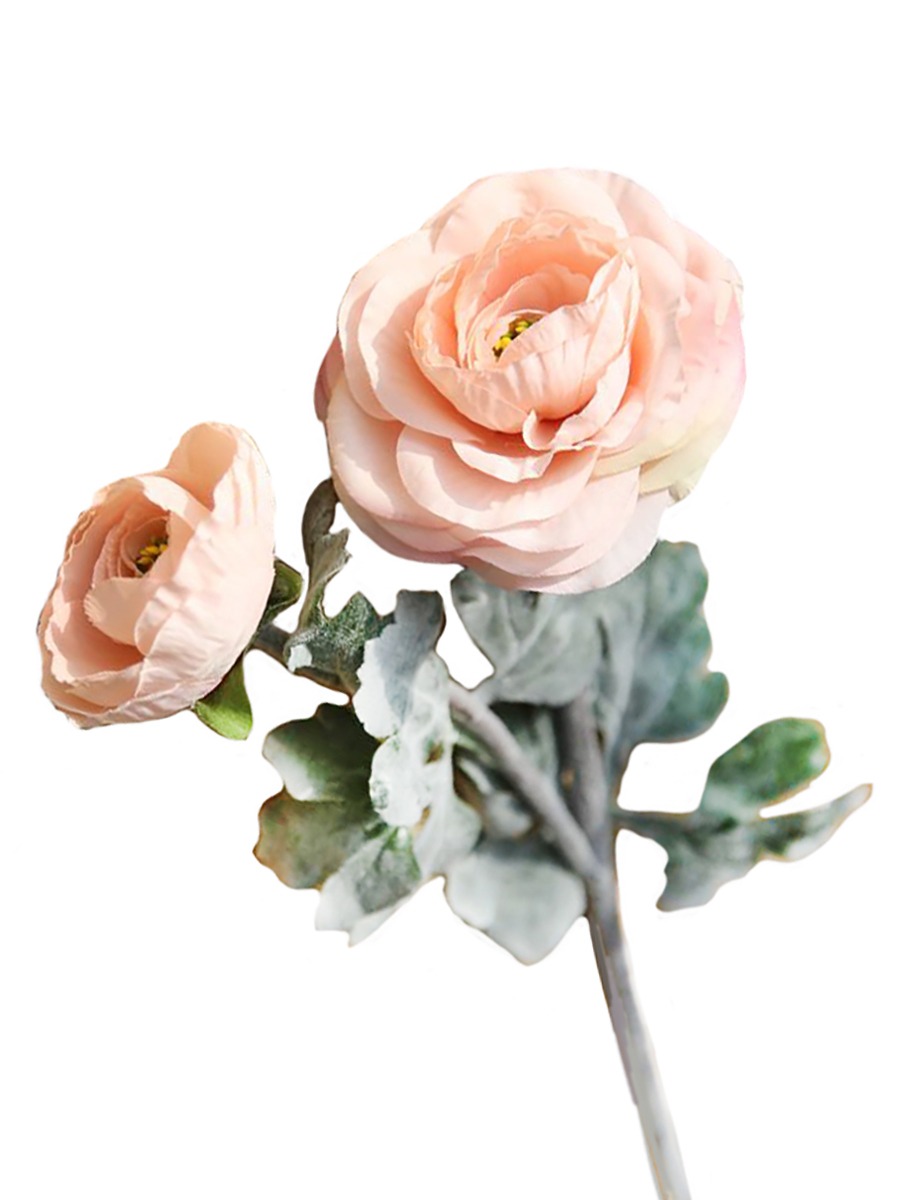 Искусственный цветок "Ранункулюс Персиковый" (искусственный шелк, полиэтилен),  39,5х10х7 см